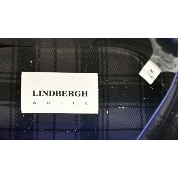 LINDBERGH NWT FIT CHECKED SLUB COTTON L/S BUTTON-UP GREY SHIRT. SIZE M - Picture 5 of 8